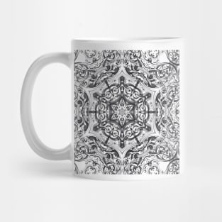 kaleidoscope bohemian chic sketch swirls black white mandala Mug